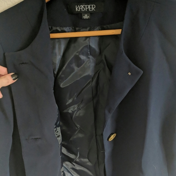 Navy blue 3-button Kasper blazer - Picture 8 of 8